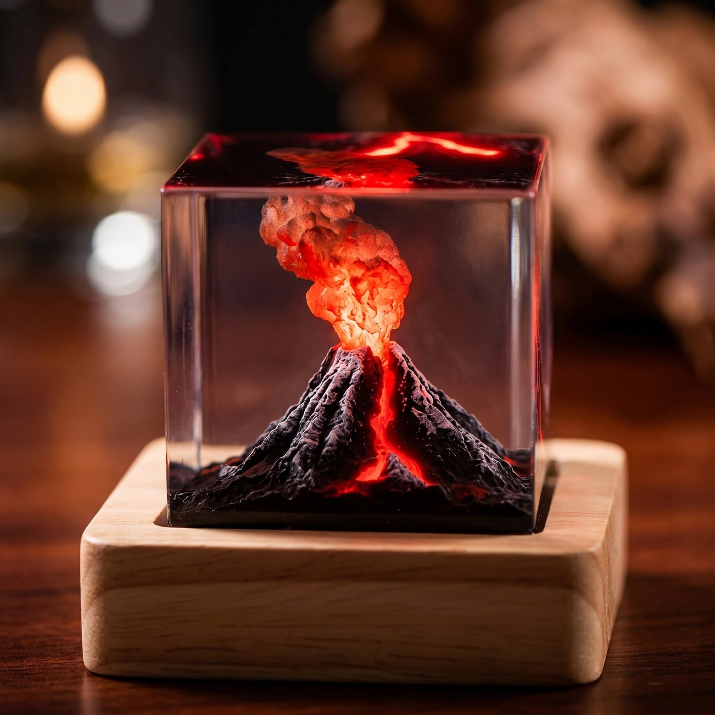 🌌 Volcano Core by Epoxish — Handcrafted Volcanic Eruption Cube Nightlight