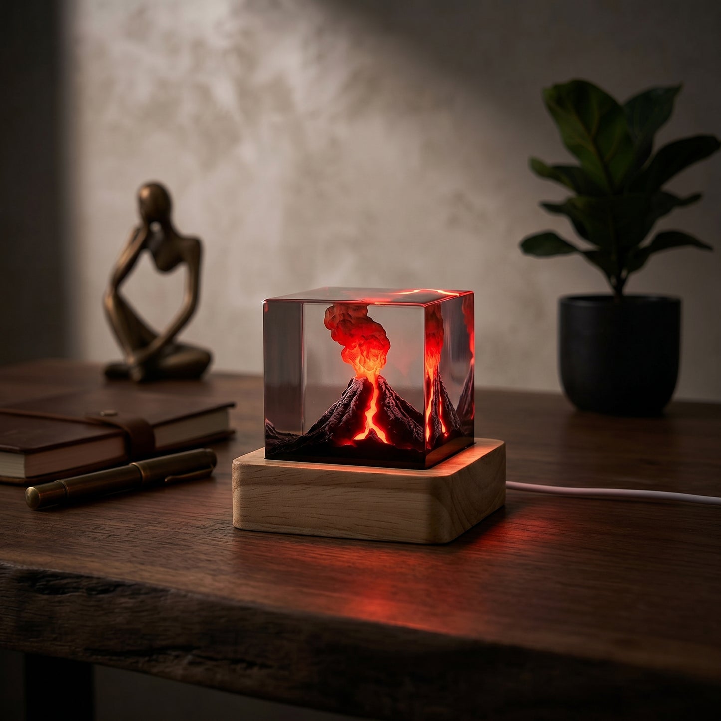 🌌 Volcano Core by Epoxish — Handcrafted Volcanic Eruption Cube Nightlight