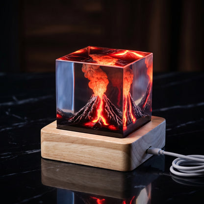 🌌 Volcano Core by Epoxish — Handcrafted Volcanic Eruption Cube Nightlight