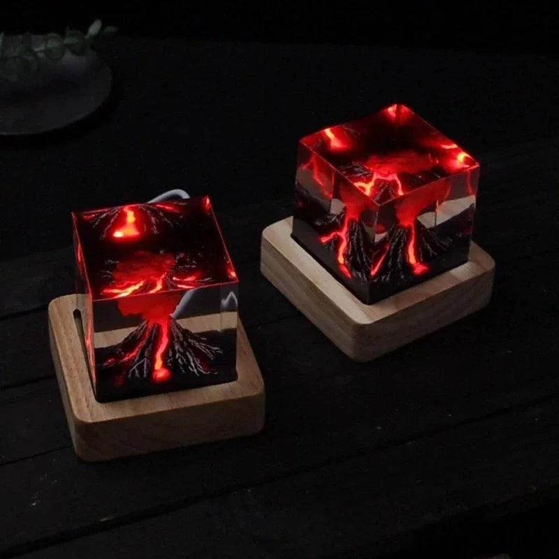 🌌 Volcano Core by Epoxish — Handcrafted Volcanic Eruption Cube Nightlight