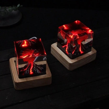 🌌 Volcano Core by Epoxish — Handcrafted Volcanic Eruption Cube Nightlight