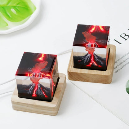 🌌 Volcano Core by Epoxish — Handcrafted Volcanic Eruption Cube Nightlight